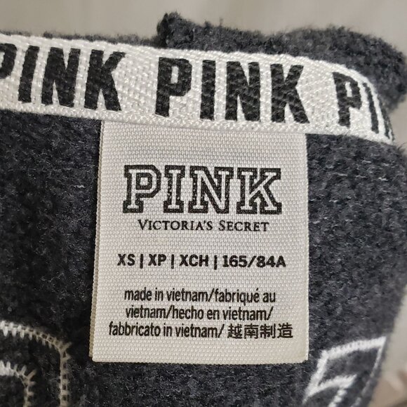 VS PINK Gray LOVE PINK back spell out oversized long line Hoodie Size XS-M - Picture 5 of 8